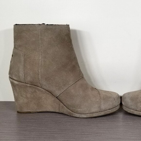 TOMS Desert Suede Wedge Bootie, Taupe Suede, Womens Size 11 - Picture 6 of 14